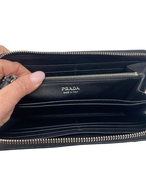 prada nylon zip around wallet